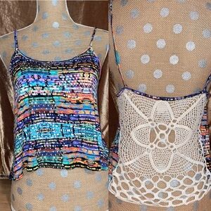 Devine Crocheted Back Spaghetti Strap Top